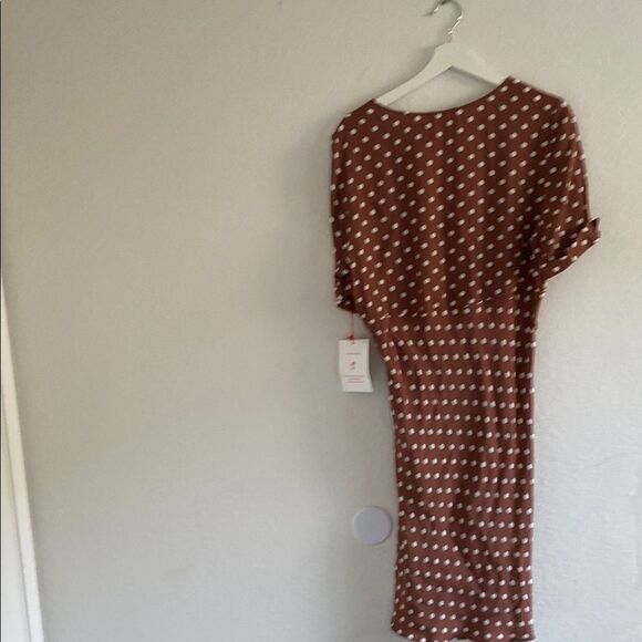 Rouje Brown Polka Dot Wrap Dress - Picture 5 of 5